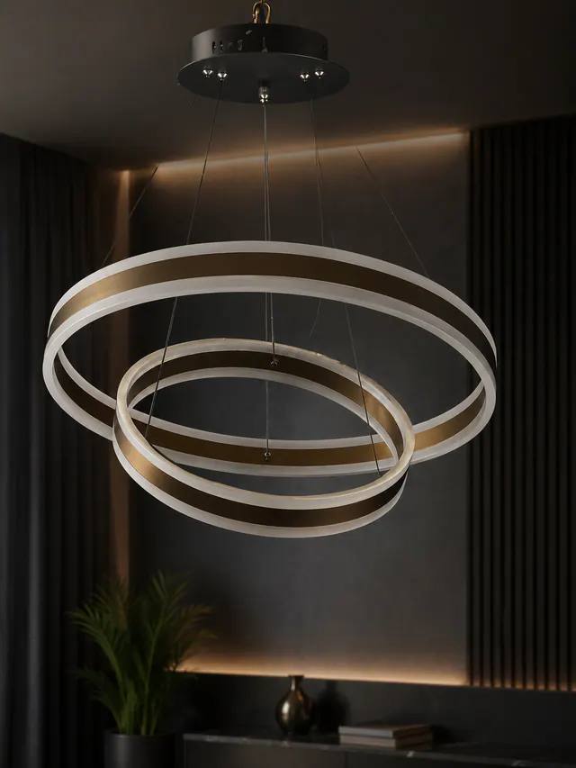 Suspension LED circulaire à anneaux au design contemporain